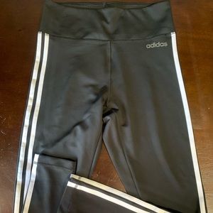 Adidas Climalite Black w/ White Stripes Leggings Size Medium.